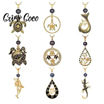 Cring Coco Design Nou Țestoase de Mare Pandantiv Colier pentru Femei Vintage Email Animale Lanț Coliere Accesorii pentru Femei Bijuterii
