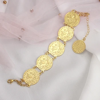 De Lux Placat Cu Aur, Cupru Material Bratari De Lanț Monedă Turcească De Design Arabă Trendd Femeile Mână Brățări Etnice Femei Bijuterii