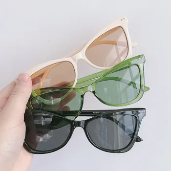 DECI&EI de Moda Ochi de Pisică ochelari de Soare Femei Vintage Decorarea Unghiilor Clar Bomboane de Culoare Gradient de Ochelari de Oameni Triunghi Ochelari de Soare UV400