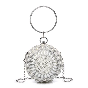 Diamant de lux Sac de Ambreiaj Pietre Strălucitoare Decor Geanta de Seara Elegante de Perle Sferice Geantă de mână de Femei Crossbody Lanț Saci XA367H