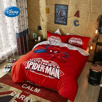 Disney Echipa de Eroi Spider man Iron Man Set de lenjerie de Pat Pentru Copii Plapuma fata de Perna Decor Dormitor lenjerie de pat Pentru Copii, Băieți Cadou