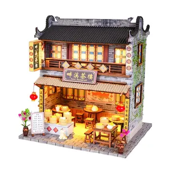 DIY casă de Păpuși din Lemn in Miniatura, Păpuși lucrate Manual, în stil Chinezesc, Casa Kit Cu Mobilier pentru Copii Casă de Păpuși de Jucărie Pentru Copii