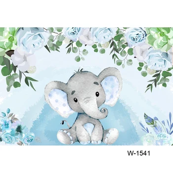 Drăguț Elefant Fondul Pentru fată/băiat Copil de Dus roz/albastru Florale, Petale de Masa Tort Decor Scenă de Fundal Setter Decoratiuni de Perete