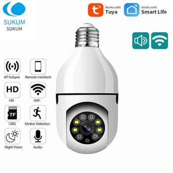 E27 Bec Lampa de Camera 1080P WIFI Tuya Smart Home Două Moduri Audio Wireless MINI Protecție de Securitate aparat de Fotografiat