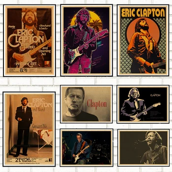 Eric Clapton trupa Retro Vintage Muzica Rock Hârtie Kraft Postere Autocolante de Perete Cafe-Bar în Cameră Decor Decor de Perete cadou