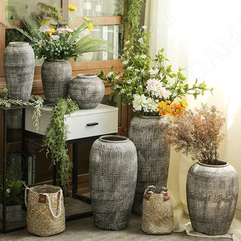 Europene Vase De Ceramică Retro Benzi Decor Living Desktop Vaza Dormitor Flori Uscate Organizator Creativitatea Decor Acasă