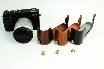 Fashional Sac de aparat de Fotografiat Caz Pentru Fujifilm XE2 X-E2, X-E1 XE1 Piele PU Jumătate de Corp Set husa Cu Baterie de Deschidere