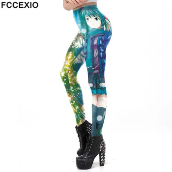 FCCEXIO Personaje de Desene animate de Imprimare 3D Femei Jambiere Drăguț Sexy Fitness Pantaloni de Moda de Cosplay Pantaloni de Antrenament Elastic Leggins