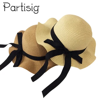 Fete De Vară Capac Negru Decora Panglică Ondulată Pălărie De Paie Pentru Fete Copii Panama Pălărie De Soare Copii Capac Copil Palarii De Plaja