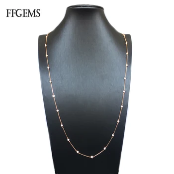 FFGems 100% Argint 925 Colier Lung Chian 85CM Sterling Placat Creat Moissanite Diamant Bijuterii Fine Pentru Femei, Cadou de Nunta