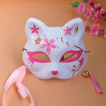 Flori De Cires Roz Fox Măști De Cosplay Anime Japonez De Jumatate Fata De Cat Masca Masquerade Festivalul De Kabuki Kitsune Masti Petrecere Elemente De Recuzită
