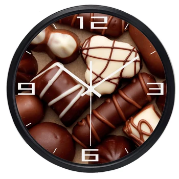 Foto Real Ciocolata Dulce Ceas de Perete Decor Acasă Tăcut Gătit magazin Cameră Decor Ceas