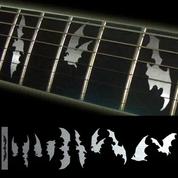 Fretboard Markeri Inlay Decalcomanii Autocolant pentru Chitara & Bass - Aripă de Liliac - Metalic