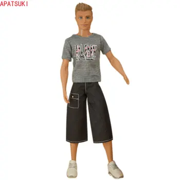 Gri 1/6 Haine Pentru Papusa Ken Băiat Papusa Tinutele T-shirt Culturilor pantaloni Scurți Pentru Barbie Prietenul lui Ken Accesorii Jucării Pentru Copii
