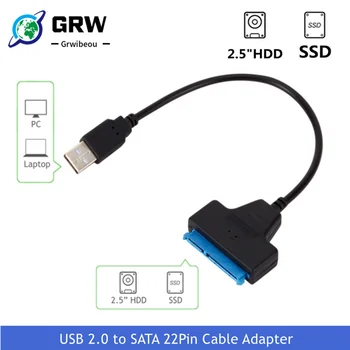 Grwibeou USB 2.0 la SATA 22pin Adaptor Cablu Convertor pentru 2.5 HDD SSD, Hard Disk-uri Hard Disk-uri Solid pentru Unitate de Disc