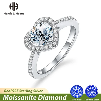 H & H Brillant Moissanite Inima Inele pentru Femei de Lux Inel cu Diamant Real Argint 925 Logodnă, Aniversare Bijuterii Fine
