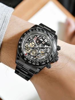 HANBORO noua moda complet automate mecanice bărbați ceasuri impermeabil tendință gol tourbillon Luminos om de ceas Reloj Hombre