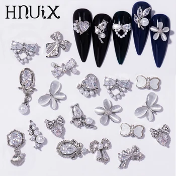HNUIX 2 Piese 3D Unghii de Argint Bijuterii de Arta Japoneză de unghii Decor de Înaltă Calitate Zircon Cristal Manichiura Zircon Diamant Amuleta