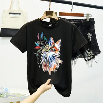 Imprimare Creativă Culoare Fox Femei Supradimensionat Tricou Femme 8 Culori Maneci Scurte de Vara Tricou Femei Haioase Colorate T-shirt Femei