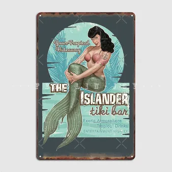 Islander Tiki Bar Bettie Page Sirena Placa De Metal Poster Cinema Bucătărie Partidul Decor Pictura Murala Tin Semn Postere