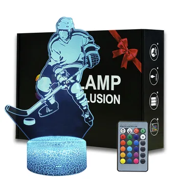 Jucător de Hochei pe gheață Lumina de Noapte Iluzie 3D Punk Decor Dormitor Veioza Lampa de Birou Dropshipping de Hochei pe Gheață Memorial Cadouri