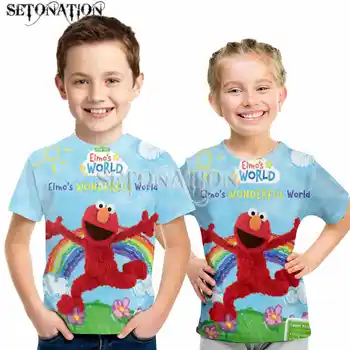 Kawaii Sesame Street, Elmo 2022 băieți copilul 3D de Înaltă Calitate de Imprimare T-shirt, O-neck Tricou Maneca copii Haine Casual birthdayTops