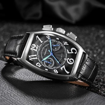 KIMSDUN Bărbați Ceasuri de Top de Brand de Moda de Lux Bena Ceasuri din Piele Trupa Cuarț Cronograf Ceasuri de mana Barbati Relogio Masculino