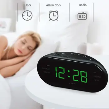 LED-uri de Alarmă Radio cu Ceas Digital AM/FM Radio Roșu Cu UE Plug Mare cu LED-uri Afișaj Digital Radio cu Ceas Deșteptător pentru Dormitor,Noptiera,Birou
