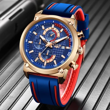 LIGE Ceasuri Barbati Brand de Top Sport de Lux, ceasuri de Mînă Auto Data de Cuarț de sex Masculin Ceas Curea Silicon Trupa Ceas rezistent la apa Reloj Hombre