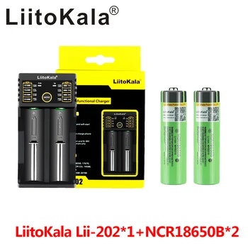 LiitoKala Lii-202 USB 18650/26650 Smart Charger + 2 buc NCR18650B 3400mah 3.7 v 18650 Litiu Reîncărcabilă Baterie Pentru Lanternă