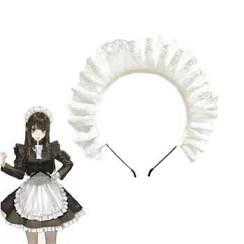 Lolita Menajera Ciufulit Anime Femei Albe Adult Articole Pentru Acoperirea Capului Bentita Dantela Banda De Păr Menajere Cosplay Frizură Prop