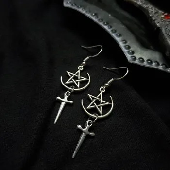 Lunar Pumnal Ritual Pentagrama Cercei Satanice Gothic Vrajitoare Bijuterii 2020 NOI Femeile Noutate Cadou Frumos Delicatețe Bijuterii