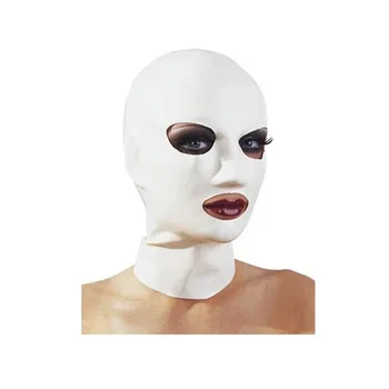 Mască de Latex de Cauciuc Capota Manual cu Ochii Deschiși și Gura cu Fermoar Spate Femei Costume Cosplay