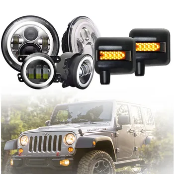 Masina de 7Inch Faruri cu LED-uri + 4 Inch Halou de Ceață Cu Lumini Oglindă retrovizoare Lumina de Semnalizare Pentru Jeep Wrangler JK Accesorii 07-18