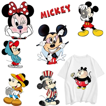 Mickey Mouse-ul de Transfer de Căldură Termică Autocolante pentru Haine DIY T-shirt Aplicatii de Fier pe Transfer Fată Băiat Patch-uri Personalizate Drăguț