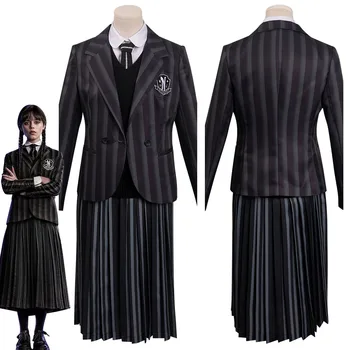 Miercuri Addams Cosplay Femei Costum Film de Familie Fantasia Doamnelor Nevermore academia uniformă Deghizare jocuri de Rol