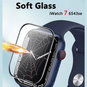 Moale de Sticlă Pentru Apple Watch seria 7 45mm 41mm iWatch 6 5 4 3 se 44mm 40mm 42mm 38mm 9D Full HD Film de Apple watch Ecran Protector