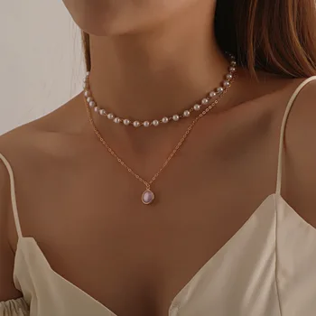 Moda Lanț Colier De Perle Pentru Femei În Stil Baroc Pearl Metal Farmecul Pandantive Coliere Colier Șirag De Mărgele Lanț De Bijuterii Cadouri