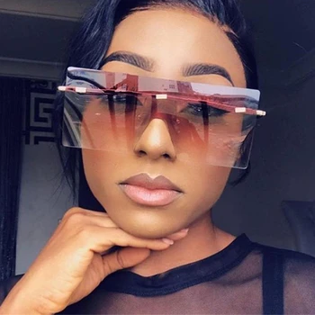 Moda Supradimensionate fără ramă de ochelari de Soare pentru Femei Brand de Lux Pătrat Ochelari de Soare Vintage dintr-O bucata Mare Cadru Oglindă Oculos De Sol