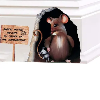 Mouse-ul 3D Gaura Autocolante de Perete Mouse-ul Într-O Gaură de Perete Decal Animale 3D de Artă Murală Drăguț de Echitatie Mouse-ul Amuzant Art Decor Acasă Pentru a Trăi