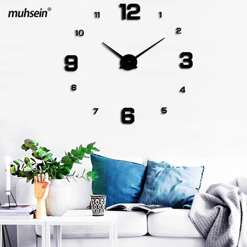 Muhsein Nou Ceas de Perete Decor Acasă Mut Ceas de Mari Dimensiuni DIY Autocolant de Perete Ceas cu Cifre Cuarț Ceas Pentru Cadou Transport Gratuit