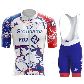 Noi 2022 Pro Fdj Biciclete Echipa Maneci Scurte Maillot Ciclismo Bărbați Ciclism Jersey Kituri de Vară Respirabil Biciclete Seturi de Îmbrăcăminte