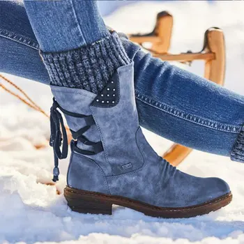 Noi Femeile De Iarnă De La Jumătatea Vițel Cizme Turma Pantofi De Iarna De Moda Doamnelor Cizme De Zapada Pantofi Coapsei Mare De Piele De Căprioară Cald Botas Zapatos De Mujer