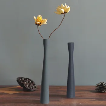 Nordic Lung și Subțire și de Înaltă Periat Vaza Ceramica TV Cabinet Decor Flori Uscate Aranjament de Flori Morandi Decor de Culoare