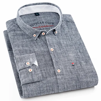 Noul Design Mens Tricou 80% Bumbac Linie Moale, Cu Maneci Lungi Camicia Culoare Solidă Slim Fit De Înaltă Calitate De Om Gri Tricouri Îmbrăcăminte De Brand