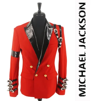 Noul MJ Michael Jackson BAD Casual Ceremonia de Decernare a premiilor Red Punk Catarama Jacheta Rece