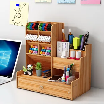 Noul Multi-funcția de Lemn Desktop Suport Stilou de Birou Școala de Papetarie Suport de Stocare Cazul Birou Pix Creion Organizator de Finisare Cutie