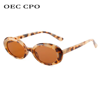 OEC CPO Vintage Oval ochelari de Soare Femei de Moda Mici, Rotunde Ochelari de Soare de sex Feminin Punk Leopard Nuante UV400 Ochelari de Oculos De Sol