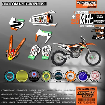 PowerZone Echipa Personalizate Grafică Medii Decalcomanii 3M Autocolante Kit Pentru KTM SX SXF MX EXC XCW Enduro 125cc la 500cc 2016-2019 076
