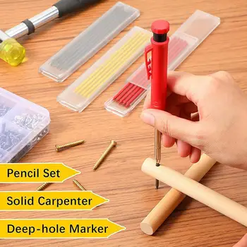 Prelucrarea lemnului Activitate Pix Creion Tâmplar Set 6 Refill Duce Built-in Ascutitoare Creion Mecanic Marker Instrument de Marcare